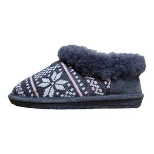 Bearpaw Alice Knit Suede Charcoal Slippers Kid’s Size 2Y